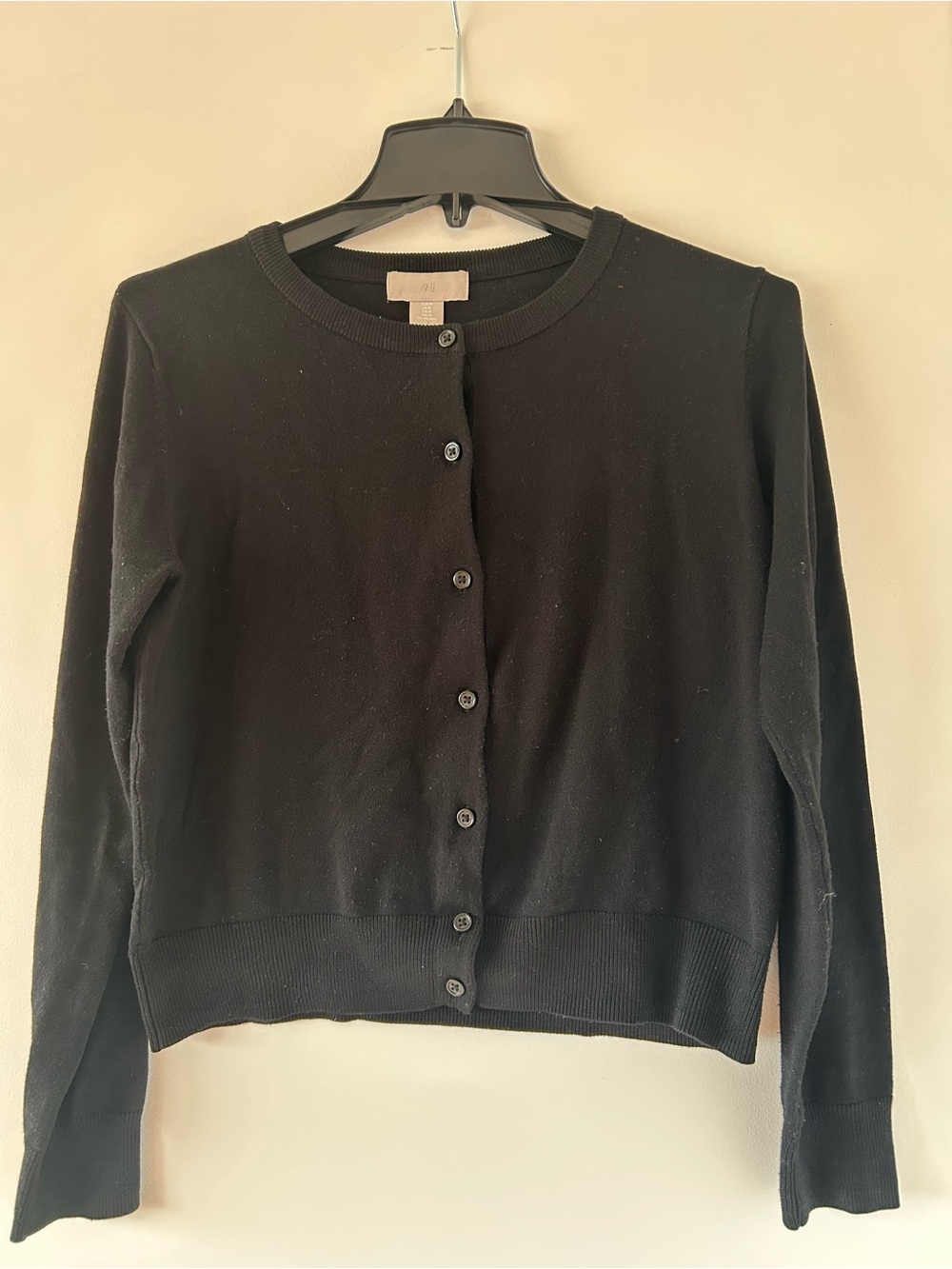 H&M Black Button-Front Crewneck Cardigan